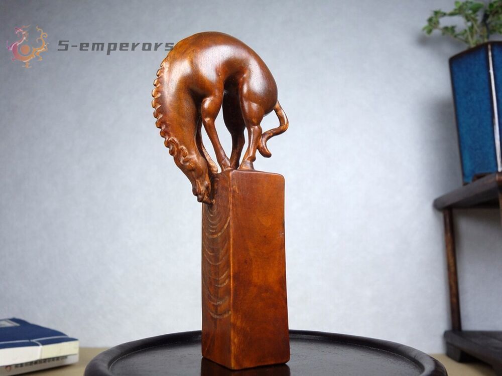 Chinese Natural Boxwood Hand carved Exquisite Horse Seals AE2688