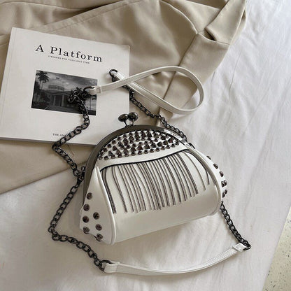 Rivet Crossbody Luxury Bag Small Handbags Clips Purse Tassel Clutch Shoulder Bag