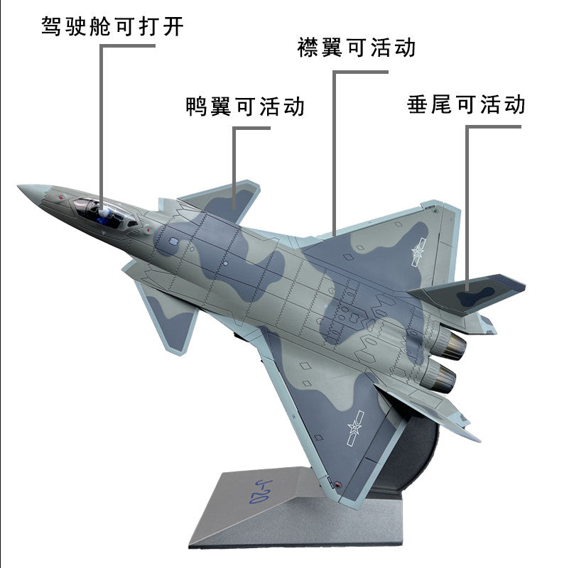 1:48 45CM China J-20 Stealth Fighter Jet Plane Diecast Military Aircraft Model