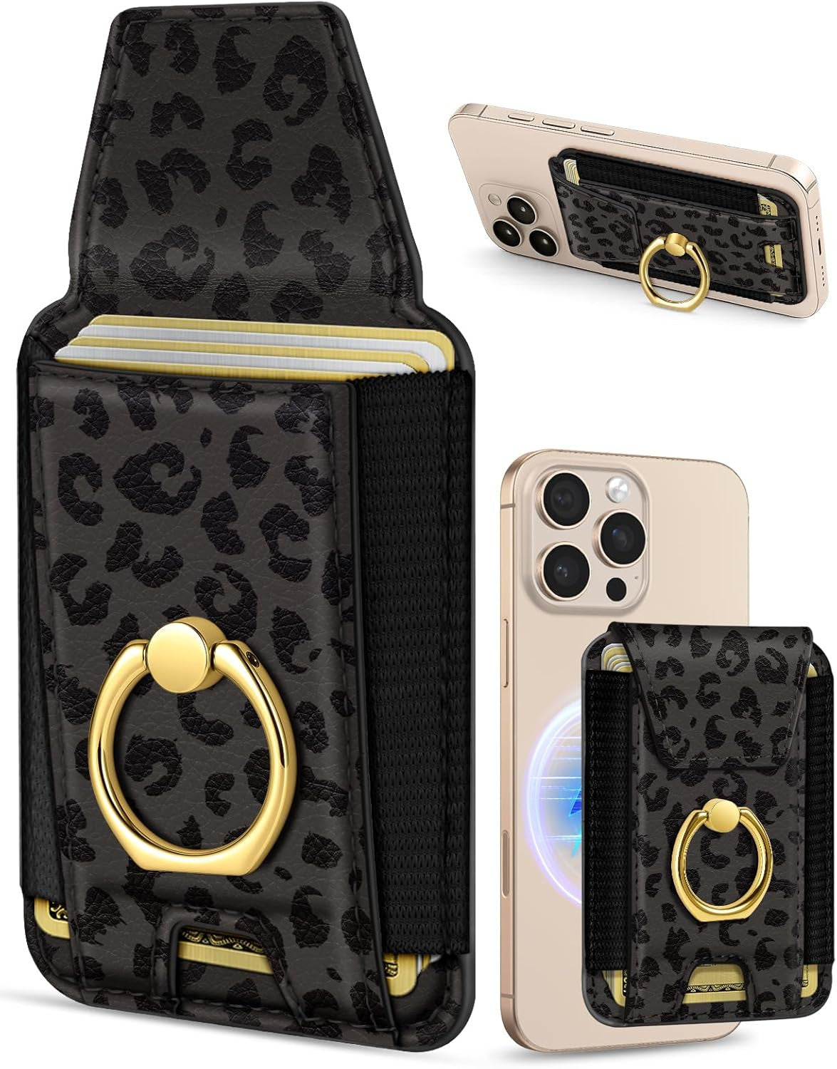 Compatible with Magsafe Wallet with Ring Grip Magnetic Card Holder - Cute Phone