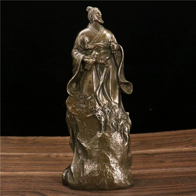 12" Brass Sun Tzu Statue Chinese Art of War Author Strategist Decor
