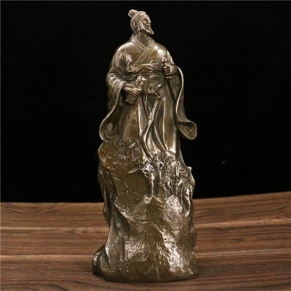 12" Brass Sun Tzu Statue Chinese Art of War Author Strategist Decor