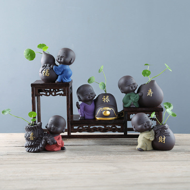 One Piece House Warming Gift Yixing Zisha Vase Small Tea Pet Little Kid Monk New