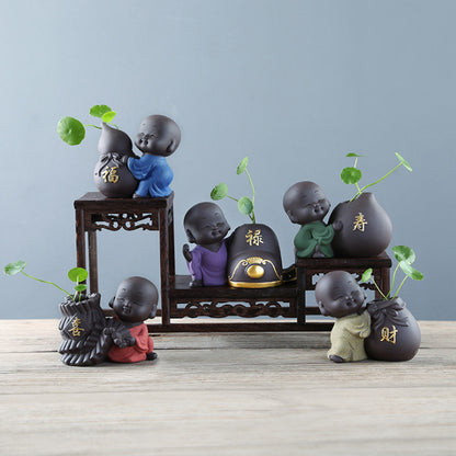 One Piece House Warming Gift Yixing Zisha Vase Small Tea Pet Little Kid Monk New