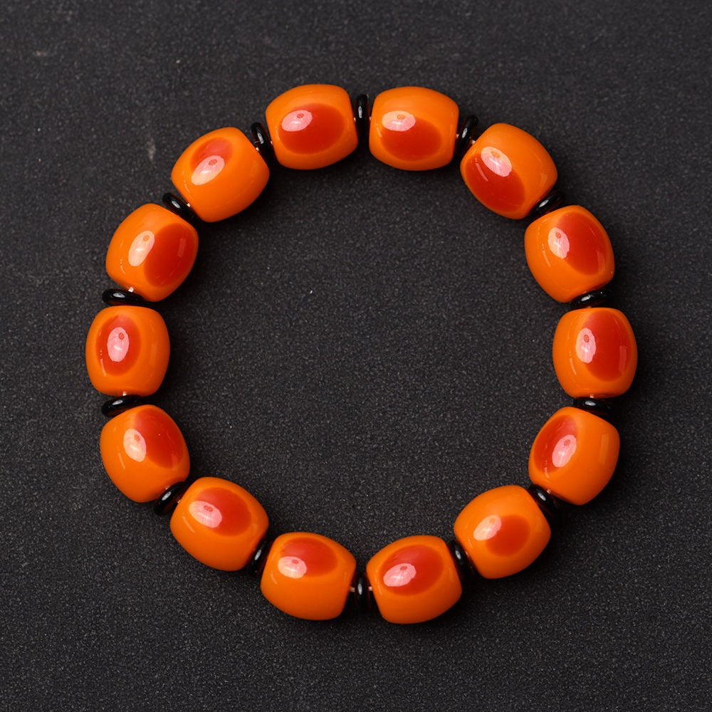 Natural Red Amber Bead Bracelet Amber Wax Old Style Hand String Buddhist Beads