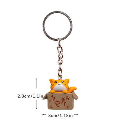 Creative Cute Little Cat Box Keychain For Women Men Keychain Bag Car Pendants