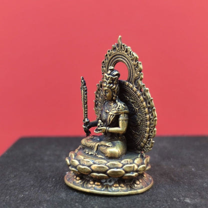 1.7 inch Solid Brass Akasagarbha Bodhisattva Mini Statue Religious Offerings