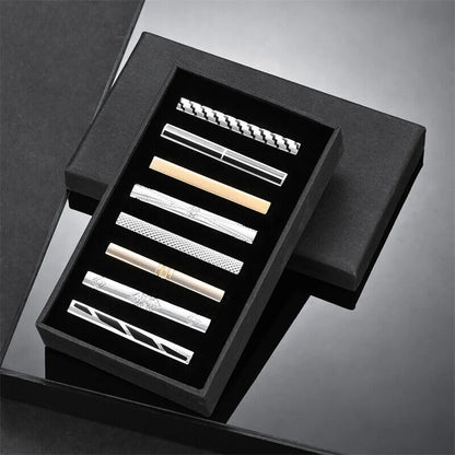 Tie Clips 8Pcs Copper Short Pins Set W/ Gift Box Accessories Men Shirt Cufflinks