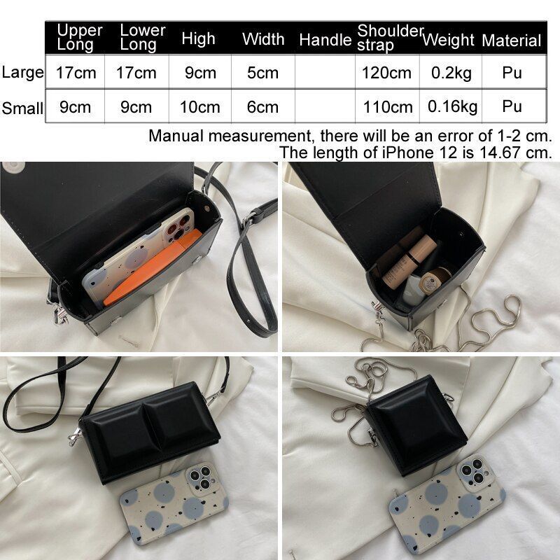 Crossbody Bag Casual Shoulder Bag Solid Color Messenger Bag 17*9*5 CM /9*10*6 CM
