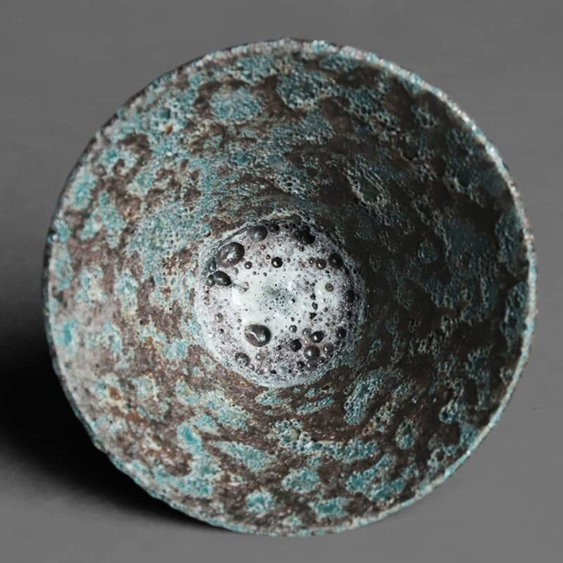 4.13" Bronze Wormhole Texture Tea Cup Handmade Retro Pottery KungFu Tea Ceremony