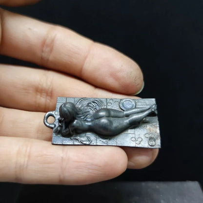 Black Brass Seductive Ass Girl Statue Art Beauty Model Figurine Artwork Pendant