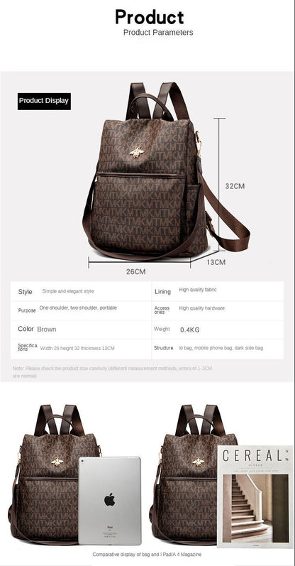 Traveling Bag Textured Backpack Large Fashion Zipper Acrylic School Bag Softback