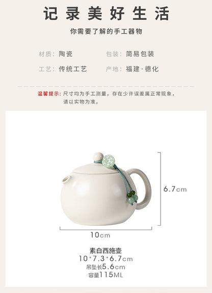 Ru Kiln Teapot Xishi Pot Single Pot Home Handmade Tea Making Kung Fu Tea Set