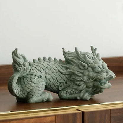 Sandstone Kylin Tea Pet Ornaments 21.5cm Tea Statue Kung Fu Teaware Tea Play