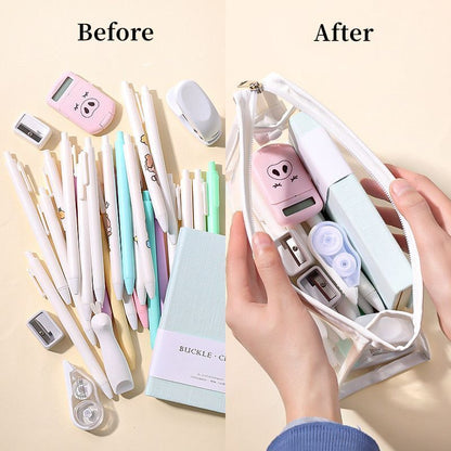 Large Transparent Makeup Bag Storage Cosmetic Triangular Box Purse 20*8*12.5 CM