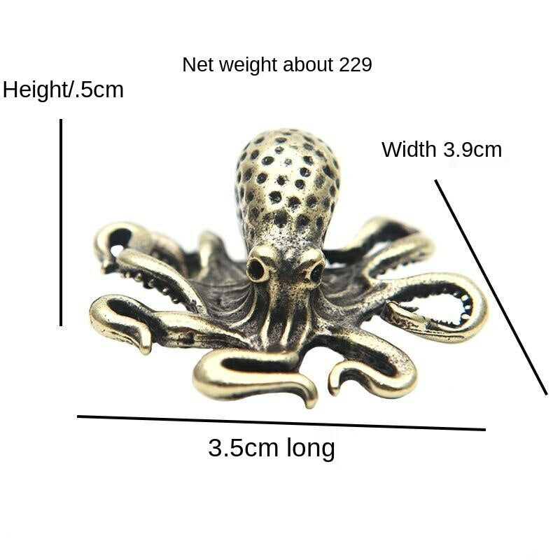 Handmade Pure Copper Octopus Handle Piece Tea Ceremony Animal Tea Pet