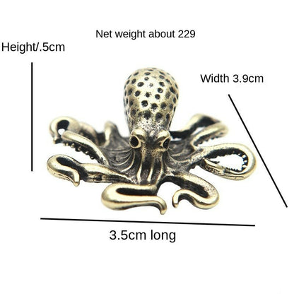 Handmade Pure Copper Octopus Handle Piece Tea Ceremony Animal Tea Pet