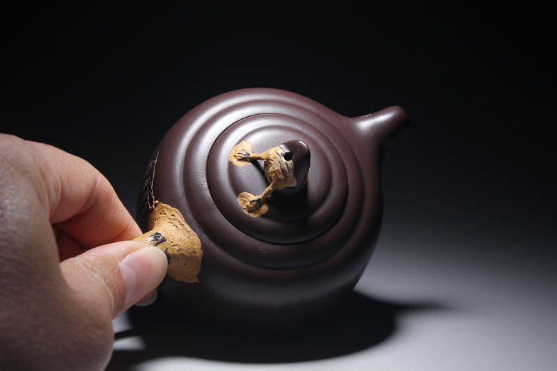 Yixing Zisha Pottery Clay Handmade Carve Bird Flower Lotus Tea Pot Puer Teapot