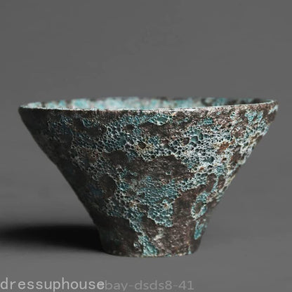 4.13"INCH Bronze Texture Tea Cup Handmade Retro Pottery KungFu Tea Ceremony