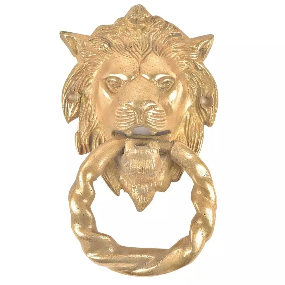 Antique Look Brass Lion Head Golden Door Knocker Door Bell Home Decor