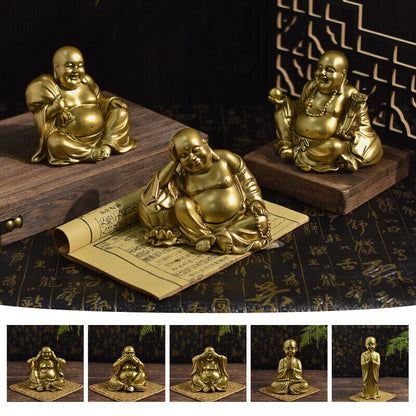 Resin Maitreya Buddha Statue Buddhist Supplies Sculpture Craft Desk Decoration