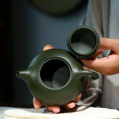 Sales Real Yixing Zisha Republic Green Clay Flat Xishi Tea Pot Marked New