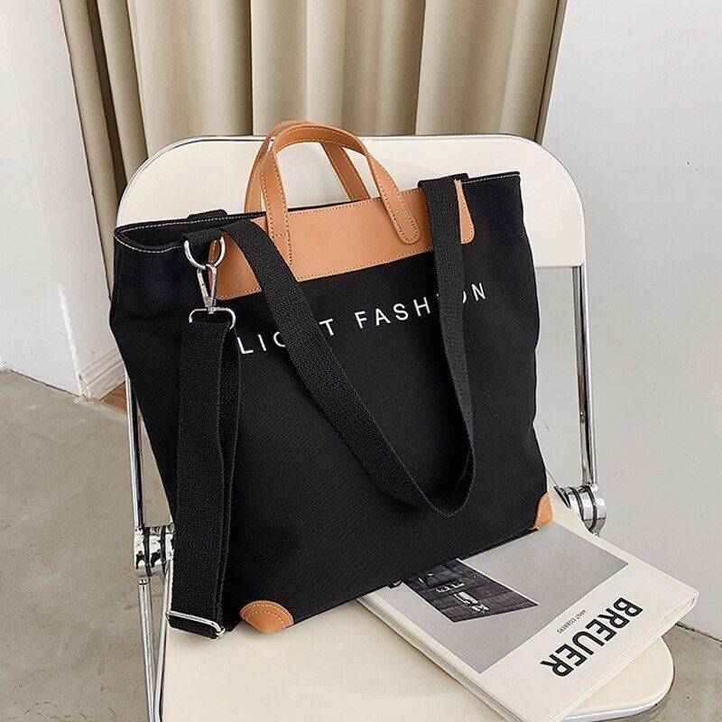 Canvas Handbag Shoulder Crossbody Bag Large Leather Shopper Bag 41*35*17CM Pouch
