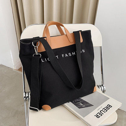 Canvas Handbag Shoulder Crossbody Bag Large Leather Shopper Bag 41*35*17CM Pouch