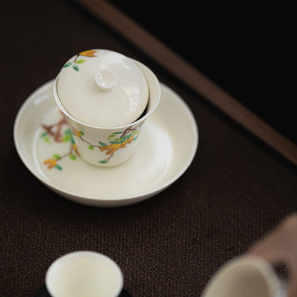 135ml Porcelain Hand Painted Tureen Tea Bowl Teacup Kung Fu Tea Set Tureen Decor