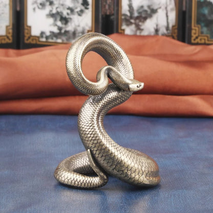 Brass Pythons Snake Statue Handcraft Figurine Artwork Amulet Office Home Decor
