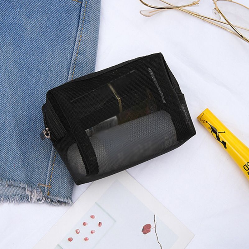 Mesh Cosmetic Bag Travel Zipper Makeup Bags Transparent Organizer Storage Pouch