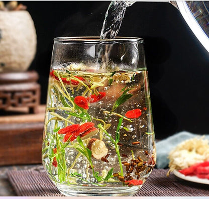 Honeysuckle, chrysanthemum, cereal, tapioca seed, rock sugar, light bamboo leaf-