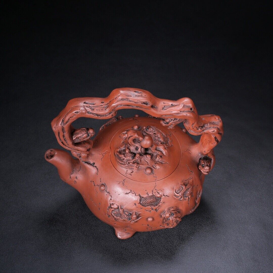 Chinese Yixing Zisha Clay Handmade Exquisite Teapot（九龙提梁 【底款】汪寅仙）