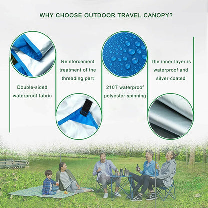 3*3M Hammock Waterproof Rain Fly Tent Portable Sun Shelter UV Protection 750 g