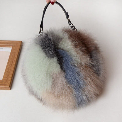 Women's Handbag Small Round Handbags Fluffy Hand Bag Women Winter