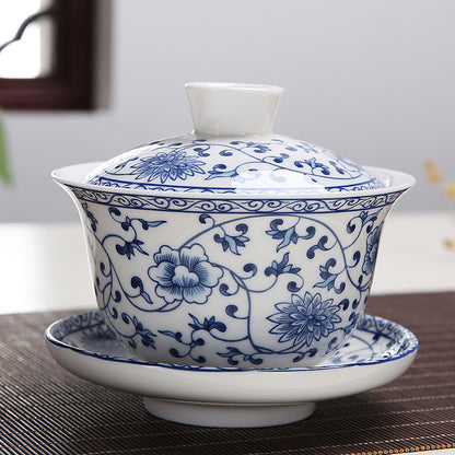 320ml Big Tureen Porcelain Gaiwan Chinese Tea Set Ceramic Tea Cup Bowl Saucer