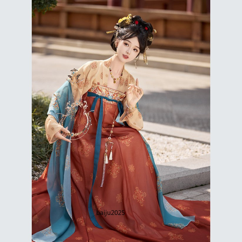 Chinese Traditional Tang Style Hanfu Women Ancient Costumes Dance Robe Clothes