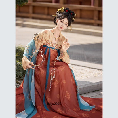 Chinese Traditional Tang Style Hanfu Women Ancient Costumes Dance Robe Clothes
