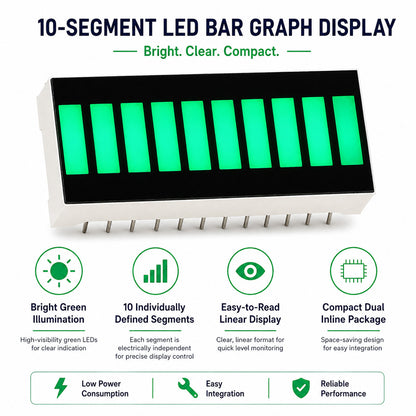 10-Segment Green LED Bar Graph Display, Dual In-Line 0.1" Pin Spacing