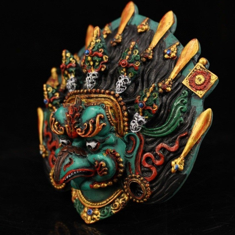 Nepal Handmade Painted Garuda Mask Wall Hanging Home Protection Decor
