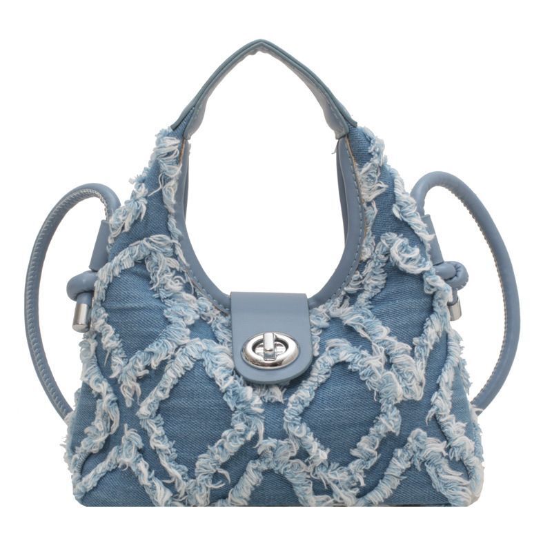 Tassel Canvas Bag Fashion Rags Handbag Denim Shoulder Messenger Armpit Purse 1PC