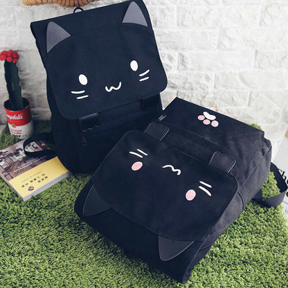 Girl's Canvas Backpack Teenage Rucksack Trip School Bag Women's Cartoon Knapsack