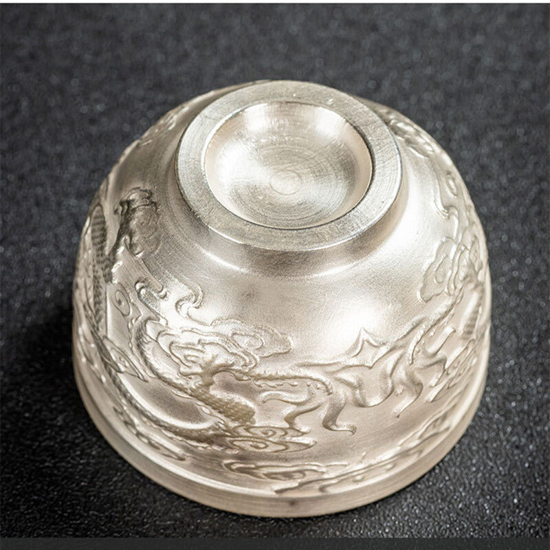 Traditional Craft Handmade Teacup Pure Silver Master Cup 999 Sterling Cerami Cup