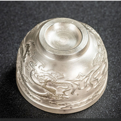 Traditional Craft Handmade Teacup Pure Silver Master Cup 999 Sterling Cerami Cup