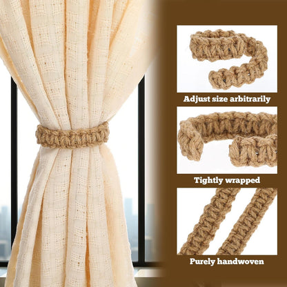 4X Twist Curtain Buckles Jute Braided Curtain Tie Rope Tieback Holder Clips US