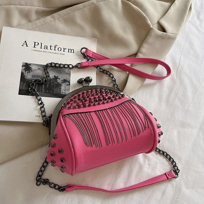 Rivet Crossbody Luxury Bag Small Handbags Clips Purse Tassel Clutch Shoulder Bag