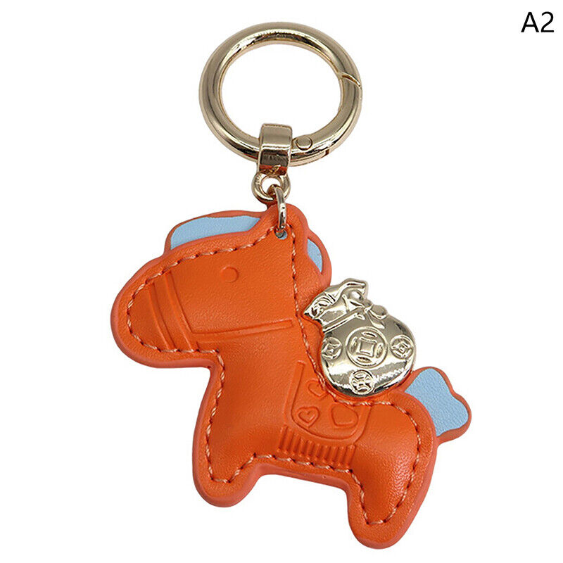 Leather Charms Bag Pendant KeyChain Cartoon Horses Keyring Cute Animal Ornament