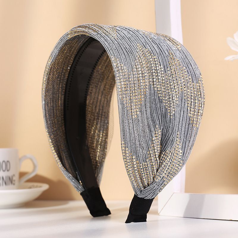 Women Headband Acrylic Lace Wide-Brimmed Non-Slip Shiny Breathable Girl Headwear