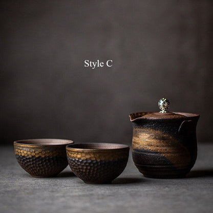 Portable Ceramic Gaiwan Pigmented Pottery Teapot New Travel Tea Set High Quality
