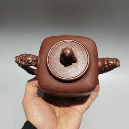 Vintage Chinese Yixing Purple Clay Teapot Zisha Ceramic Carving Collectible Rare